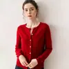 Novo Cardigã de Cashmere Liso Versátil com Gola Redonda Estilo Coreano Jaqueta Simples Solta Camisa Base