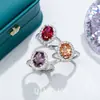 Anel Vivo de Rubi Sintético Europeu e Americano Mais Vendido Anel de Zircônia Ovo de Pombo de Luxo Joia de Moda Feminina