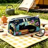 Bolsa de maquillaje de terciopelo para productos nuevos transfronterizos Temu Amazon, bolsa de almacenamiento portátil con estampado de gato, organizador de viaje con doble cremallera