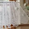 TEMU Suministro Directo de Fábrica Cortina Blanca de Encaje Transparente Cortina de Puerta Cortina de Dormitorio Cortina de Gasa Cortinas Estilo Americano Cortinas Cortas Media Cortina