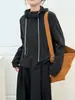 Jaqueta Moletom com Capuz e Cordão Estilo Coreano para Mulheres 2025 Outono e Inverno Novo Design Top Curto com Efeito Emagrecedor