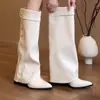 Nuevas botas de moda de caña alta para mujer, diseño simple y elegante, estilo 2026, punta fina, tacón de cuña, hasta la rodilla, verano