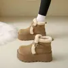 Botas de Nieve de Suela Gruesa para Mujer, Nuevo Estilo Versátil Invierno 2026, Forradas de Felpa y Zapatos de Algodón Extra Gruesos, Botines Cortos de Plataforma Ultra Gruesos