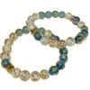 Pulseira de vidro com pontilhados dourados, azul e branco, estilo oceano fresco, estilo nacional, novo estilo chinês, pulseira redonda de contas para mulheres
