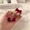 Grampo de Cabelo Presilha Laço Strass Vintage Menina Red Velvet Presilha Doce Para Franja Pequena Presilha Estilo Japonês e Coreano