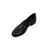 Zapatos slip-on, estilo retro, silenciosos, mocasines de tacón grueso para mujer, nueva colección 2026, zapatos pequeños de cuero estilo británico, zapatos planos negros para mujer
