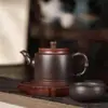 Bule de Argila Roxa Original Totalmente Artesanal para Uso Doméstico, Bule Único, Bule de Argila Roxa Artesanal, Bule para Conjunto de Chá, Bule com Nó de Bambu, Tamanho Grande