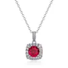 Collar Colgante Cuadrado de Corindón Rojo Lujo Ligero para Mujer Nicho Gama Alta Elegante Temperamento Versátil Cadena para Clavícula de Circonita Wholesale