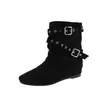 Botines retro de ante con punta para mujer, nueva colección de otoño 2026, con hebilla de cinturón, altura hasta media pantorrilla, botas de montar, botas de cowboy western