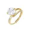 Anillo de Imitación de Moissanita de Alta Gama y Elegante de Luochen, Lujo Accesible y Anillo de Compromiso de Diamante de Alta Gama, Pulsera Ajustable Abierta