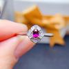 Joyería tesoro de color directo de fábrica anillo de plata 925 con granate natural de aluminio y magnesio púrpura diente negro tamaño pequeño 3*4mm
