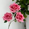3 Rosas Artificiales Mocha, Estilo Pintura al Óleo Cappuccino, Esquinas de Rosas de Exportación Vintage Transfronterizas de Color Otoñal, Flores Artificiales Falsas