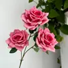 3 rosas artificiales color Moca, pintura al óleo estilo vintage Capuchino, comercio exterior transfronterizo, flores artificiales de colores otoñales