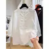 Camisa de Algodón Lino Bordado Pesado de Siete Mangas para Mujer, Estilo Delgado de Verano, Top Pequeño Elegante Francés, Top Súper Hermoso