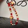 Corrente de celular de miçangas frescas de verão chaveiro miçangas feitas à mão expressão fofa bolsa pingente ccd decoração