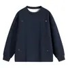 Sudadera de algodón con remaches y cuello redondo para hombre de marca de moda Otoño/Invierno 2026, chaqueta de punto acanalado para hombre, camiseta de manga larga para hombre