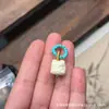 Turquesa Verde Magnesita Colgante Pequeño Goteo Anillo Corredor con Fruta de Marfil Diseño Original DIY Moda Tejida a Mano