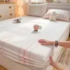 Sábana bajera de jacquard teñido en hilo 60S de algodón puro, protector de colchón 100% algodón Clase A, funda de cama individual de cobertura total para dormitorio de estudiante para otoño