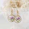 Aretes exquisitos de flor real de venta caliente transfronteriza resina gota pegamento joyería de flor seca aretes nomeolvides joyería artesanal al por mayor