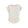 A1055-Camiseta de Moda con Cuello Redondo y Manga Corta Estilo Europeo y Americano para Mujer Nueva Colección Primavera y Verano 2026 Top Básico Sexy Adelgazante