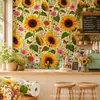 Impresión UV Adhesivo para pared Flores de girasol amarillas Café Diseño personalizado Impresión al por mayor