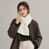Cachecol de tricô de cor pura estilo Chanel coreano para mulheres, quente e versátil para outono e inverno, xale de imitação de caxemira, aquecedor de pescoço de lã para casais