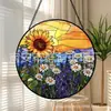Colgante de Cristal de Girasol y Margarita Cruzado Adorno de Cristal Colgante para el Hogar Decoración de Ventana Atrapasoles para el Jardín