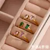 Anel de Joia de Luxo Acessível Simples Elegante Moda Ins Europeia e Americana Aço Inoxidável Oval Quadrado Zircônia Anel Aberto para Mulheres
