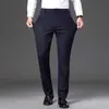 Calça social masculina italiana de alta qualidade, stretch sem amassar, novo modelo primavera e outono 2026, calça casual reta para meia-idade