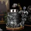 Taza de Cerveza Dragón Mágico de Leyenda Antigua Europea Gran Capacidad Acero Inoxidable Taza de Cerveza de Barril Taza con Espada de Dragón Mágico