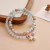 Pulsera de Ojo de Gato con Cuentas de Colores y Piedra Shoushan de Doble Capa Dulce Nicho Retro Lujo Ligero Pulsera Pixiu de Cristal Blanco