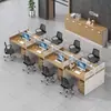 Conjunto de Mesa e Cadeira de Escritório Simples e Moderno Estação de Trabalho para Funcionário Estação de Trabalho com Tela Integrada Divisória de Estação de Trabalho Mesa de Escritório