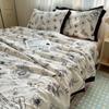Pastoral Francês Hepburn Flor de Tinta Algodão Lavado Colcha de Verão Colcha de Ar Condicionado de Verão Lençol de Cama Conjunto de Quatro Peças