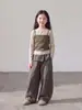 Conjunto de outfit de principios de otoño para niñas 2026 nuevo traje coreano de dos piezas falsas para ropa elegante de primavera y otoño para niñas