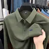 Camisa Polo Masculina Outono/Inverno 2025 Camiseta Masculina de Manga Longa Casual de Negócios Bolso Real Listrada Top de Pai