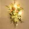 Decoração de Parede de Buquê Invertido de Eucalipto Estilo Floresta Folha de Dinheiro Flor Artificial Decoração de Casamento Pingente Flor Artificial Maçaneta de Porta