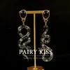 Pendientes Largos Vintage Asimétricos en Forma de Serpiente con Esmalte y Diamantes, Elegantes y con Estilo, Joyería Transfronteriza de Moda de Alta Gama de Nicho