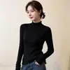 Suéter de punto con cuello alto con volantes en capas para mujer, elegante capa base de otoño e invierno
