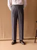 Calças Masculinas de Sarja Retas Casuais Estilo Italiano Britânico Nápoles Outono Inverno Moda Retro para o Trabalho Cintura Alta