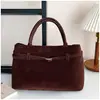 Nova Bolsa de Mão Grande Capacidade Suede Fosco Transfronteiriça, Design Retrô de Nicho, Bolsa Tote Versátil para o Dia a Dia