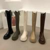 Botas de Caballero de Caña Larga Blancas para Mujer 2022 Otoño Nuevas Botas Chelsea Invierno Forradas de Lana Cálidas Botas de Caña Media Altas