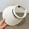 Sombrero de Sol para Mujer con un Pequeño Efecto Adelgazante del Rostro, Sombrero de Sol de Seda Helada de Color Sólido con Parte Superior Abierta, Sombrero tipo Diadema de Estilo Coreano para Exteriores, Sombrero de Sol para Mujeres, Salida de Verano