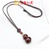 Collar de Calabaza Hueca de Palo de Rosa para Hombres y Mujeres Versátil Colgante de Sándalo Negro Cadena de Suéter Colgante Largo