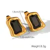 Pendientes Cuadrados Geométricos Populares Transfronterizos de Circonita para Mujer, Oro de 18 Quilates, Lujo Ligero, Nicho, Pendientes de Acero Inoxidable de Gama Alta al por Mayor