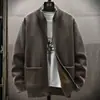 2026 Novo Suéter de Tricô Transfronteiriço Jaqueta Casual Masculina Cardigã Suéter de Tricô Solto com Gola Alta Forrado com Fleece
