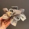 Pinza para el Cabello de Oso de Caricatura Dulce Estilo Coreano Dongdaemun con Lazo y Perla, Pasador de Moda y Elegante para la Parte Posterior de la Cabeza