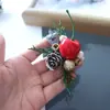 Kit de Material DIY Broche Pinça de Planta de Natal Frutas Secas Pinha Flor Seca para Atividades de Salão e Artesanato de Jardim de Infância