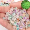 4 6 7 10 mm cuentas sueltas acrílicas cuentas con letras en inglés cuentas planas hechas a mano diy accesorios de joyería con cuentas pulsera