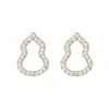Brincos de Tarraxa de Prata S925 Vazados com Diamante Inlaid de Cabaça para Mulheres, Luxo Leve Banhado a Ouro K Popular Exquisito Joias de Prata Atacado
