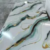 Panel de Pared Uv Dorado Fuente de Fábrica Mármol de Imitación Alto Brillo Hotel y Otros Paneles Decorativos de Pared de Fondo Paneles de Pared Plástico de Piedra Uv